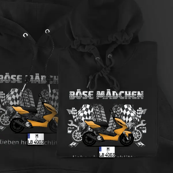 Aerox Hoodie für Damen u. Herren personalisiert mit deinem Motorrad u. Kennzeichen!