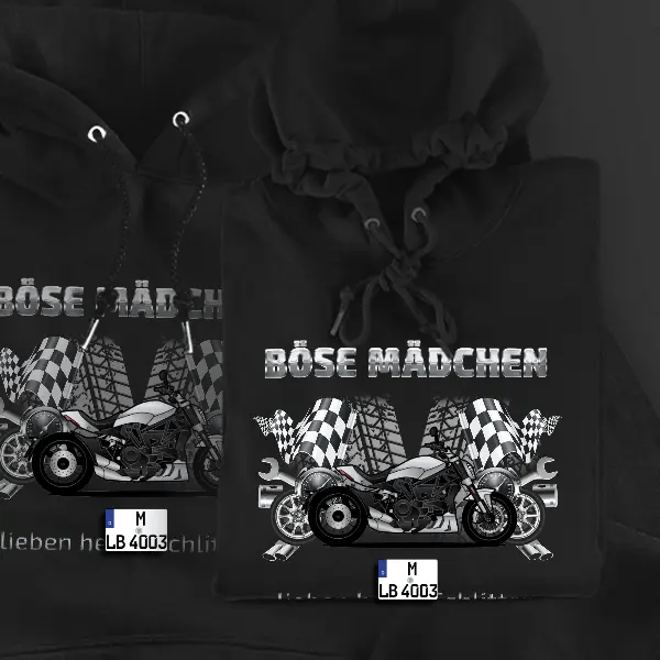 XDiavel Hoodie für Damen u. Herren personalisiert mit deinem Motorrad u. Kennzeichen!