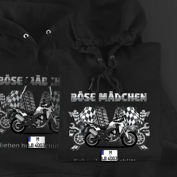 CRF1000L Africa Twin Hoodie für Damen u. Herren personalisiert mit deinem Motorrad u. Kennzeichen!