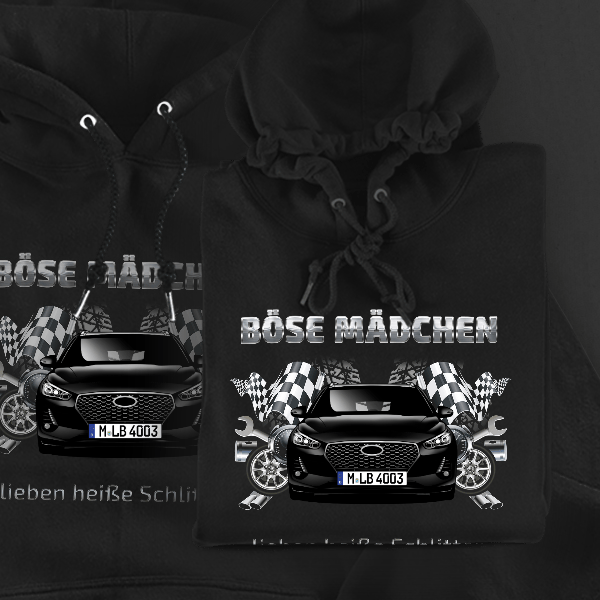 i30 Fastback Hoodie für Damen u. Herren personalisiert mit deinem Auto u. Kennzeichen!