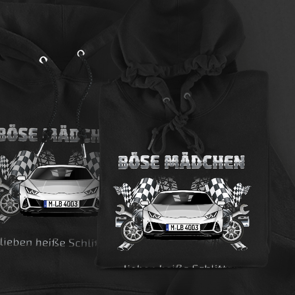 Huracan EVO Coupe Hoodie für Damen u. Herren personalisiert mit deinem Auto u. Kennzeichen!