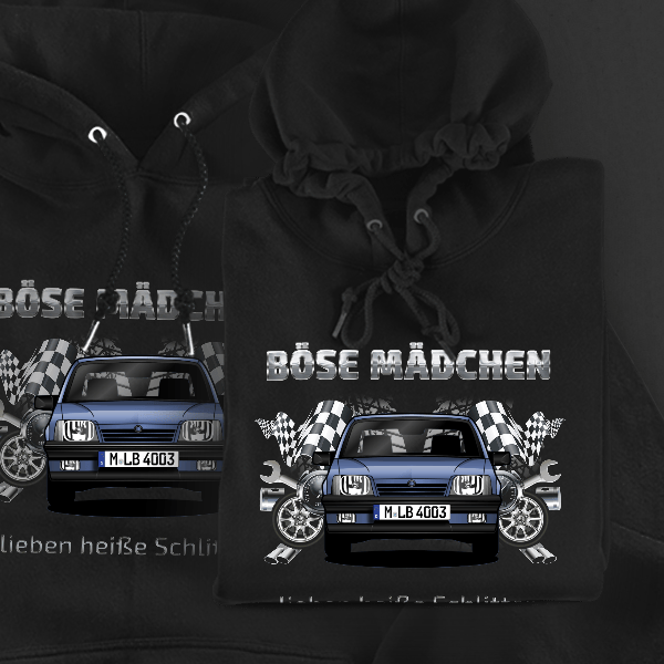 Ascona Liftback Hoodie für Damen u. Herren personalisiert mit deinem Auto u. Kennzeichen!