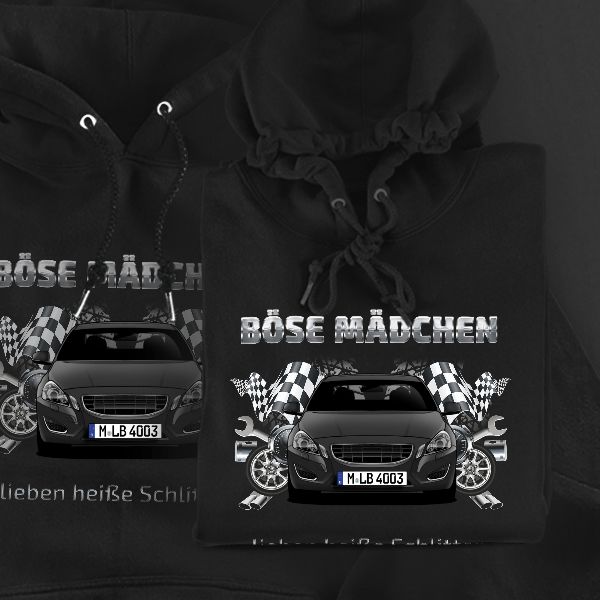 V60 Hoodie für Damen u. Herren personalisiert mit deinem Auto u. Kennzeichen!