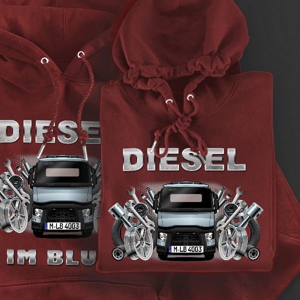 C Hoodie für Damen u. Herren personalisiert mit deinem LKW u. Kennzeichen!