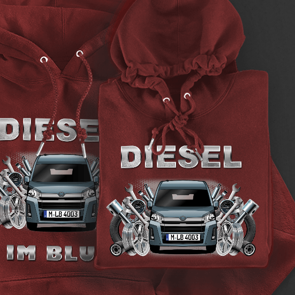 Hiace Hoodie für Damen u. Herren personalisiert mit deinem Auto u. Kennzeichen!