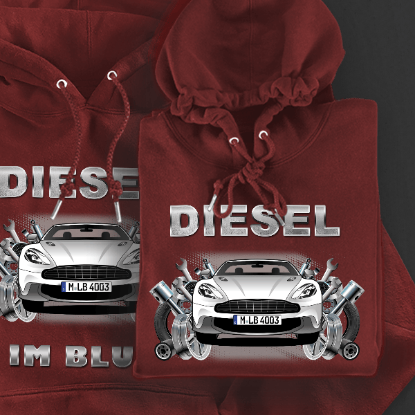 Vanquish Cabriolet Hoodie für Damen u. Herren personalisiert mit deinem Auto u. Kennzeichen!