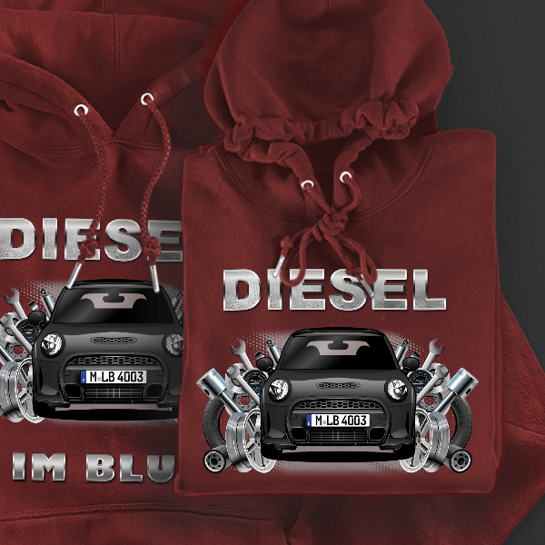 Cooper Hoodie für Damen u. Herren personalisiert mit deinem Auto u. Kennzeichen!