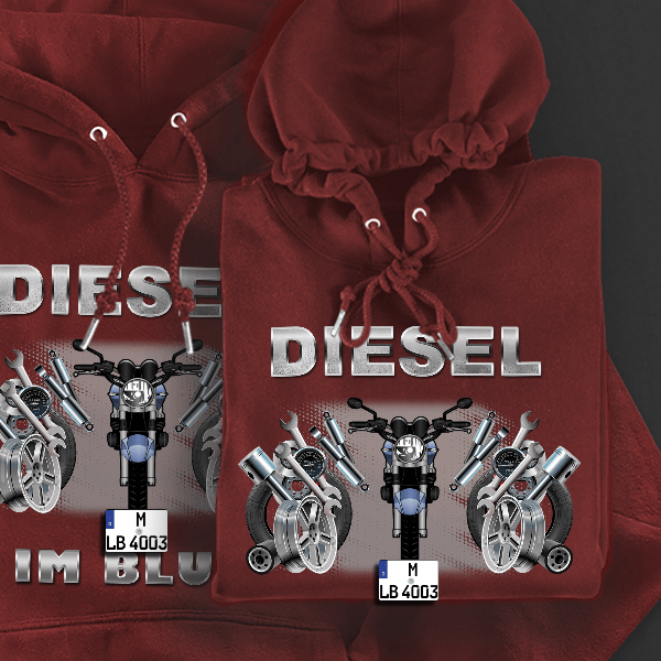 ZR-7 Hoodie für Damen u. Herren personalisiert mit deinem Motorrad u. Kennzeichen!