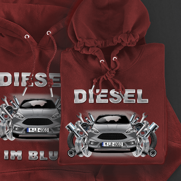 Fiesta ST Hoodie für Damen u. Herren personalisiert mit deinem Auto u. Kennzeichen!