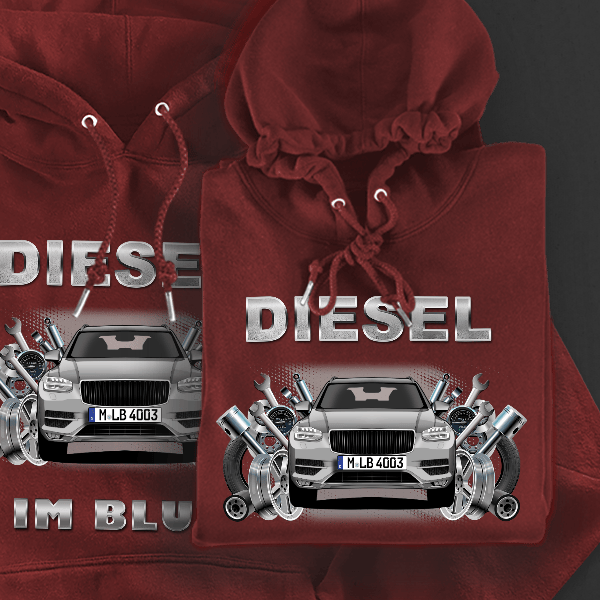 XC90 Hoodie für Damen u. Herren personalisiert mit deinem Auto u. Kennzeichen!