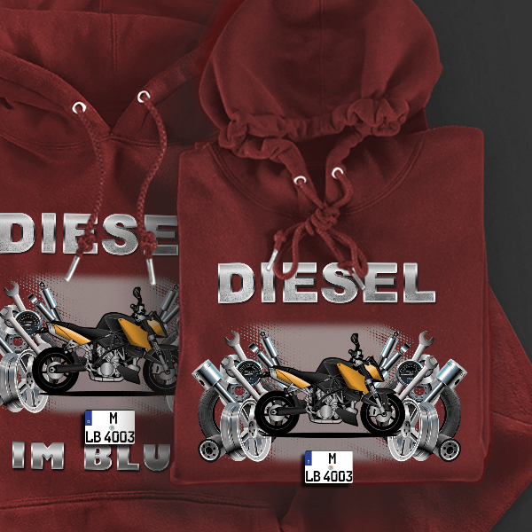 990 Super Duke Hoodie für Damen u. Herren personalisiert mit deinem Motorrad u. Kennzeichen!
