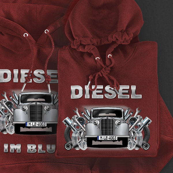 170 DS Hoodie für Damen u. Herren personalisiert mit deinem Auto u. Kennzeichen!