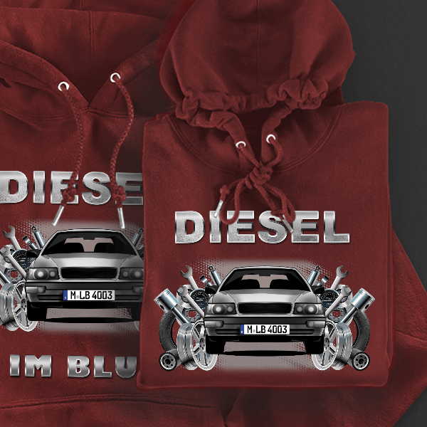 V8 Hoodie für Damen u. Herren personalisiert mit deinem Auto u. Kennzeichen!