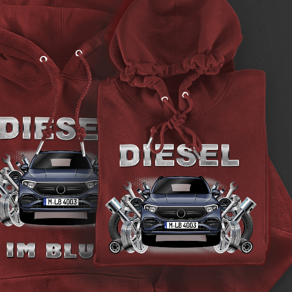 EQA AMG Line Hoodie für Damen u. Herren personalisiert mit deinem Auto u. Kennzeichen!