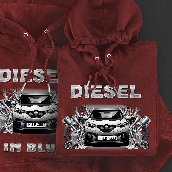 Kadjar Hoodie für Damen u. Herren personalisiert mit deinem Auto u. Kennzeichen!