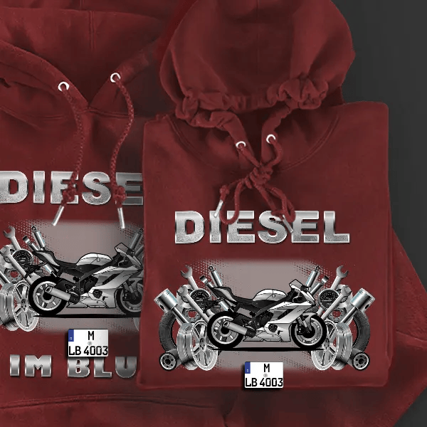 YZF-R6 Hoodie für Damen u. Herren personalisiert mit deinem Motorrad u. Kennzeichen!