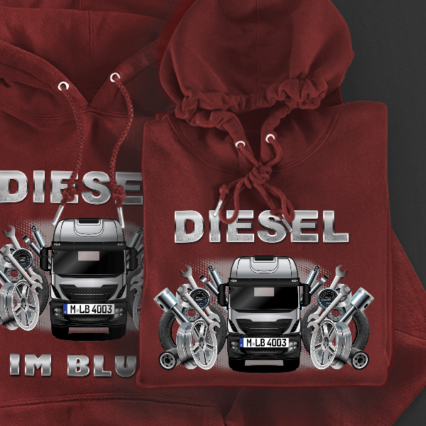 Stralis X-Way Hoodie für Damen u. Herren personalisiert mit deinem LKW u. Kennzeichen!