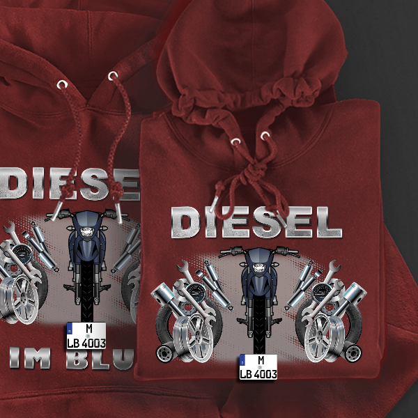 XT125R Hoodie für Damen u. Herren personalisiert mit deinem Motorrad u. Kennzeichen!