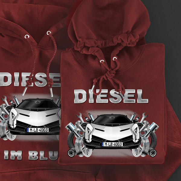 Veneno Roadster Hoodie für Damen u. Herren personalisiert mit deinem Auto u. Kennzeichen!