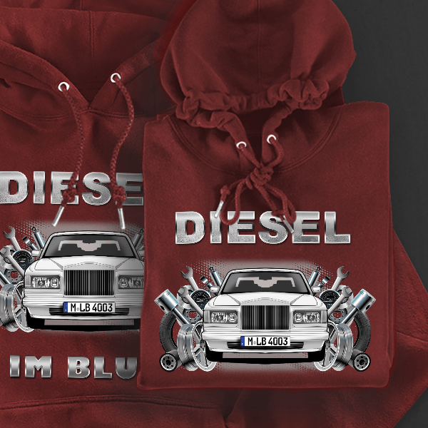 Silver Spirit Limousine Hoodie für Damen u. Herren personalisiert mit deinem Auto u. Kennzeichen!