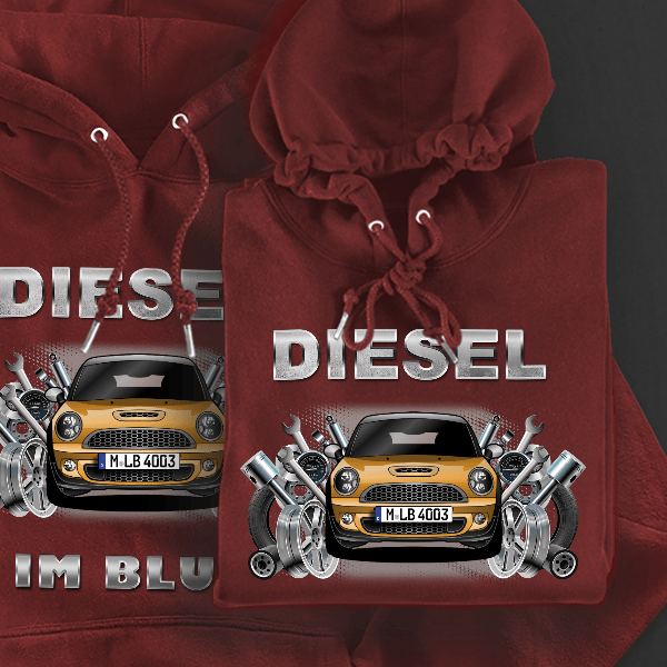 Cooper Coupe Hoodie für Damen u. Herren personalisiert mit deinem Auto u. Kennzeichen!