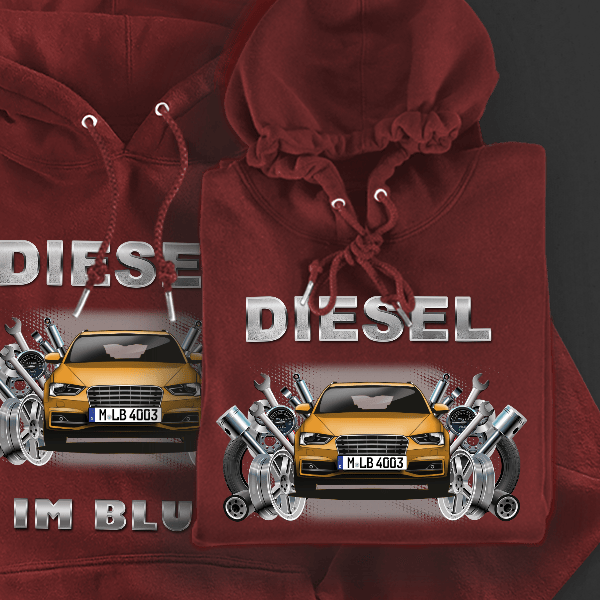 A4 Avant Hoodie für Damen u. Herren personalisiert mit deinem Auto u. Kennzeichen!