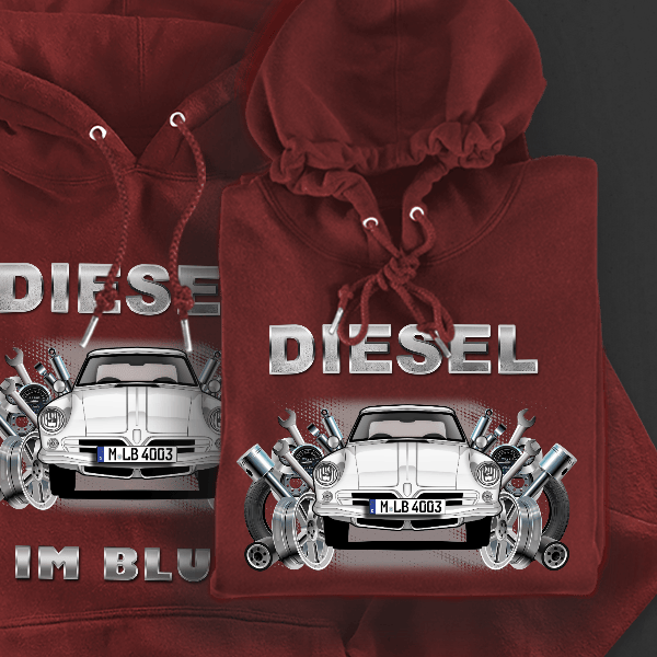 Wankel Spider Hoodie für Damen u. Herren personalisiert mit deinem Auto u. Kennzeichen!