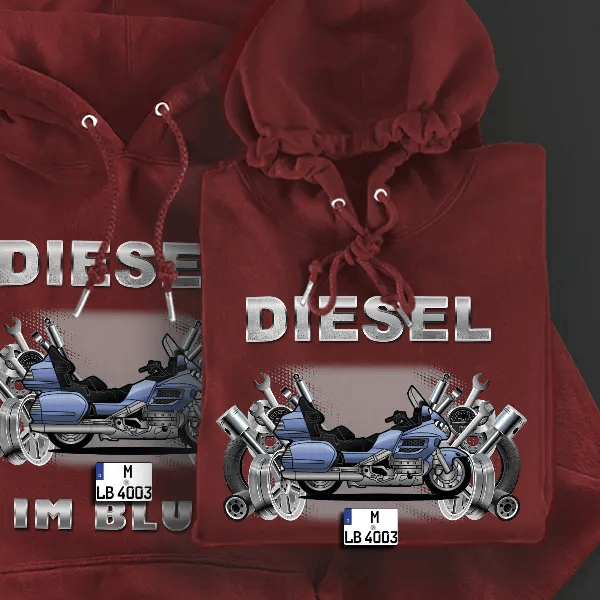 GL 1800 Hoodie für Damen u. Herren personalisiert mit deinem Motorrad u. Kennzeichen!