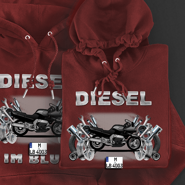 GTS1000 Hoodie für Damen u. Herren personalisiert mit deinem Motorrad u. Kennzeichen!