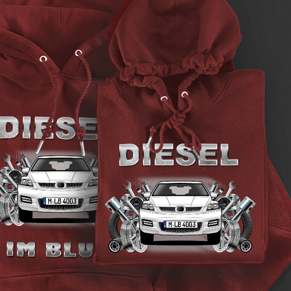 CX-7 Hoodie für Damen u. Herren personalisiert mit deinem Auto u. Kennzeichen!