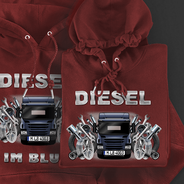 P-Reihe Hoodie für Damen u. Herren personalisiert mit deinem LKW u. Kennzeichen!