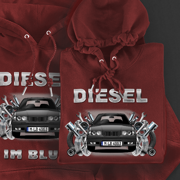 M3 Limousine Hoodie für Damen u. Herren personalisiert mit deinem Auto u. Kennzeichen!