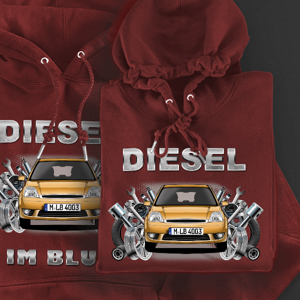 Fiesta Limousine Hoodie für Damen u. Herren personalisiert mit deinem Auto u. Kennzeichen!