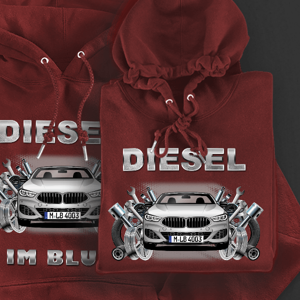 8er Reihe Cabriolet Hoodie für Damen u. Herren personalisiert mit deinem Auto u. Kennzeichen!