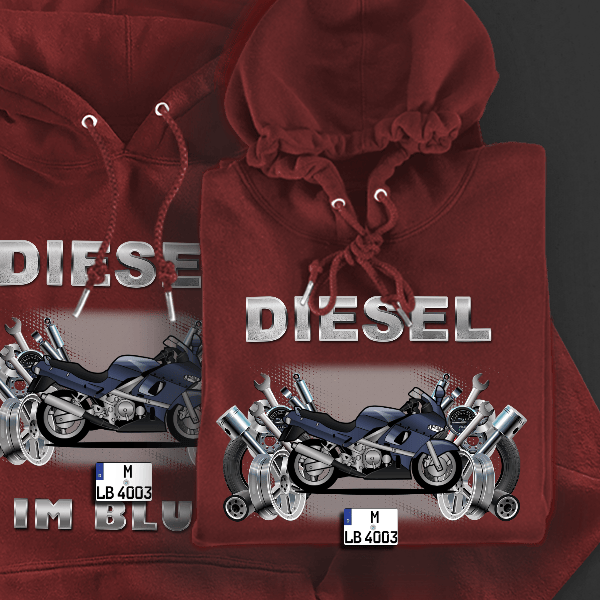 ZZR Hoodie für Damen u. Herren personalisiert mit deinem Motorrad u. Kennzeichen!
