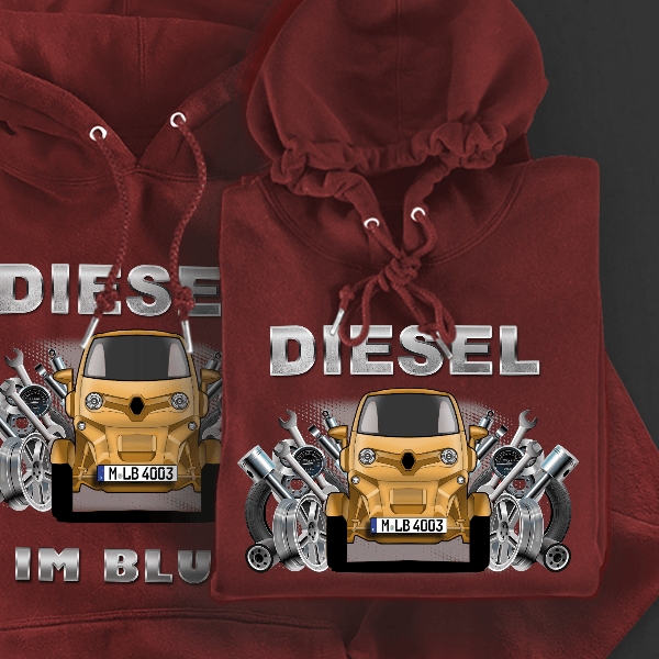 Twizy Hoodie für Damen u. Herren personalisiert mit deinem Auto u. Kennzeichen!