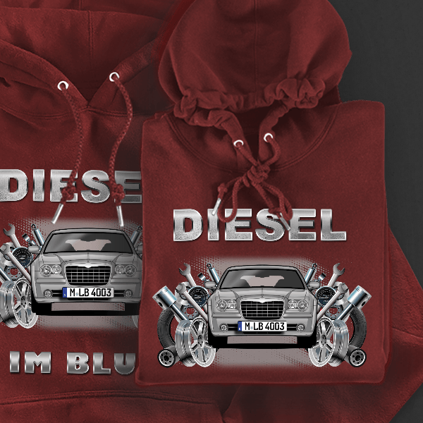 300 Combi Hoodie für Damen u. Herren personalisiert mit deinem Auto u. Kennzeichen!
