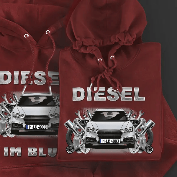 A4 Avant Hoodie für Damen u. Herren personalisiert mit deinem Auto u. Kennzeichen!