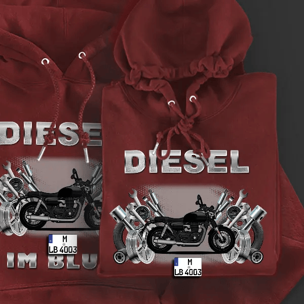 Cromwell Hoodie für Damen u. Herren personalisiert mit deinem Motorrad u. Kennzeichen!