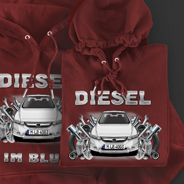 Odyssey Hoodie für Damen u. Herren personalisiert mit deinem Auto u. Kennzeichen!