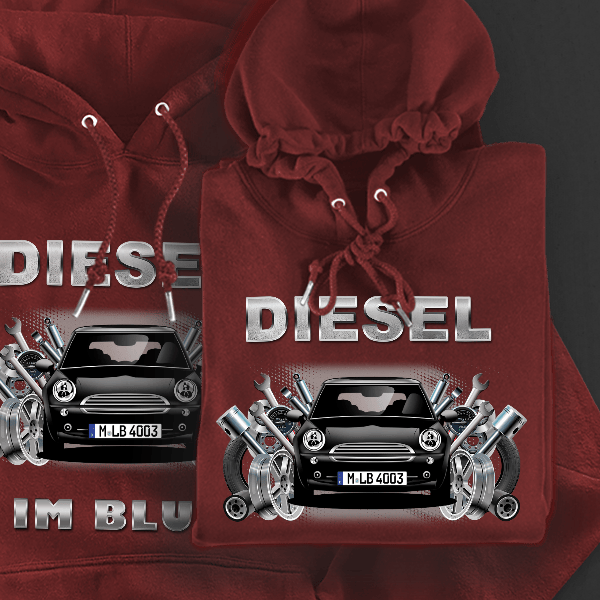 One Hoodie für Damen u. Herren personalisiert mit deinem Auto u. Kennzeichen!