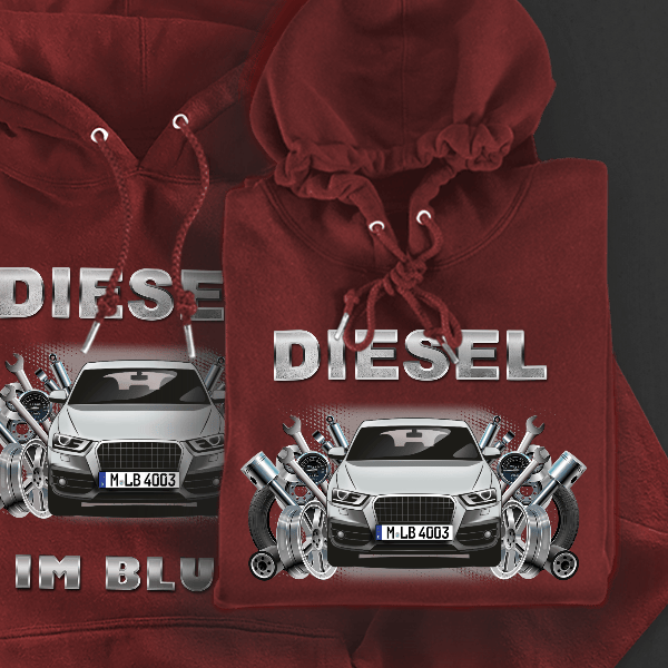 Q3 Hoodie für Damen u. Herren personalisiert mit deinem Auto u. Kennzeichen!