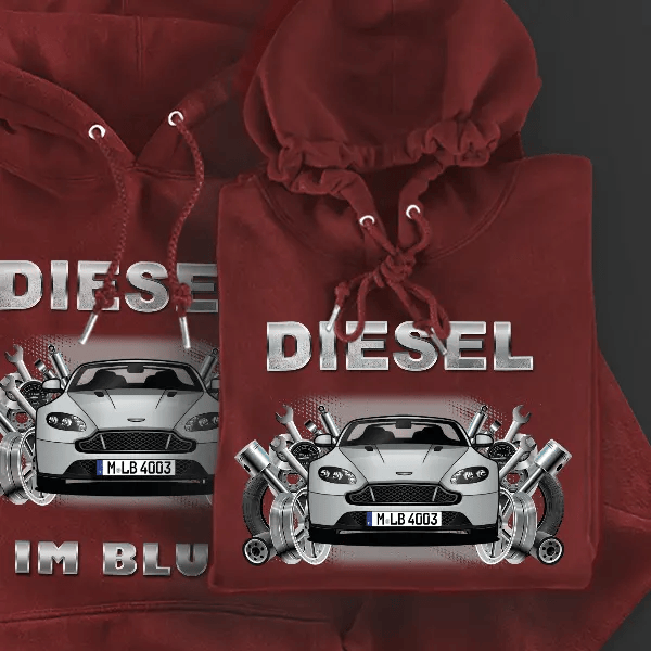 Vantage Roadster Cabriolet Hoodie für Damen u. Herren personalisiert mit deinem Auto u. Kennzeichen!