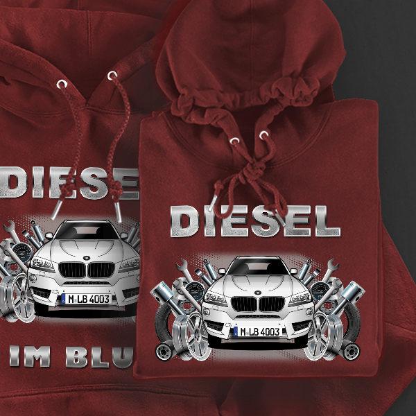 X3 M Hoodie für Damen u. Herren personalisiert mit deinem Auto u. Kennzeichen!