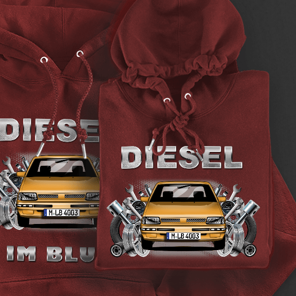 Justy (5-Türer) Hoodie für Damen u. Herren personalisiert mit deinem Auto u. Kennzeichen!