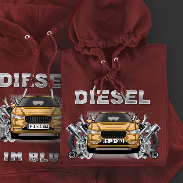 I-Pace Hoodie für Damen u. Herren personalisiert mit deinem Auto u. Kennzeichen!