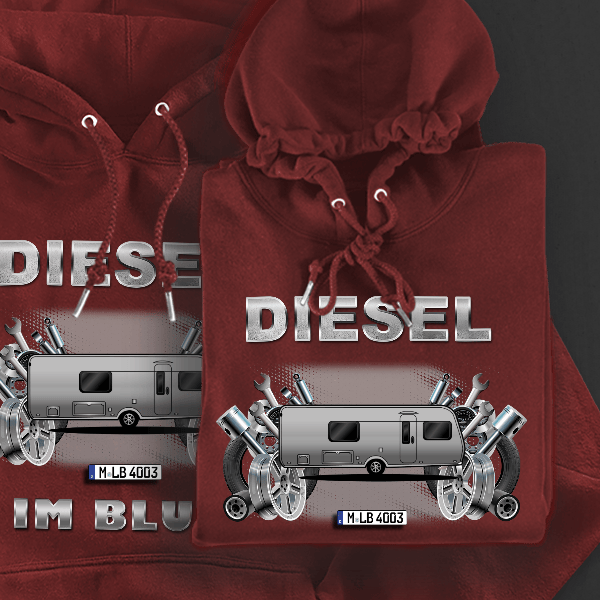 Musica Hoodie für Damen u. Herren personalisiert mit deinem Campinganhänger u. Kennzeichen!