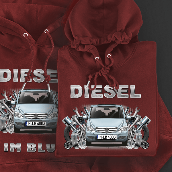 V-Klasse Hoodie für Damen u. Herren personalisiert mit deinem Auto u. Kennzeichen!