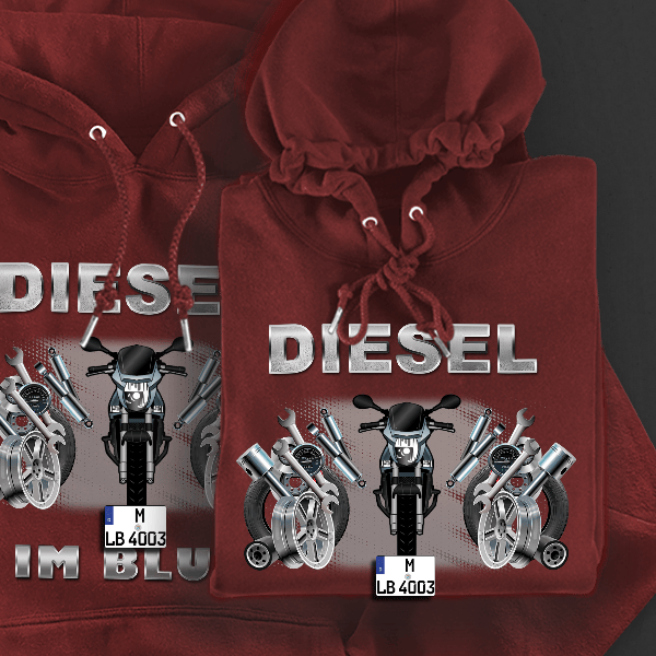 GSR 600 Hoodie für Damen u. Herren personalisiert mit deinem Motorrad u. Kennzeichen!