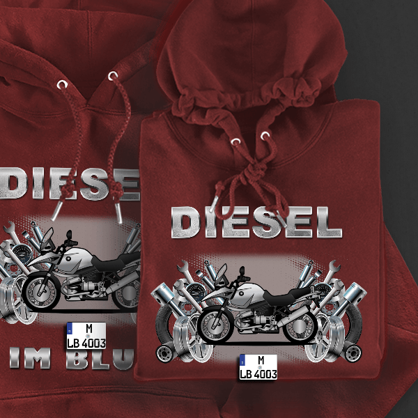 R 1150 GS Adventure Hoodie für Damen u. Herren personalisiert mit deinem Motorrad u. Kennzeichen!